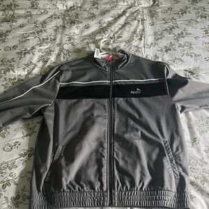 Puma Men's Gray and Black Performance Track Jacket